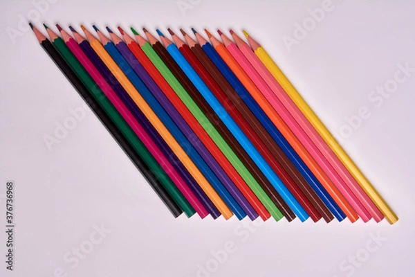 Obraz colored pencils on a white background
