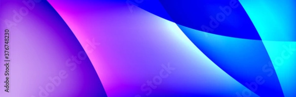 Obraz Fluid gradient neon color waves, vector abstract background