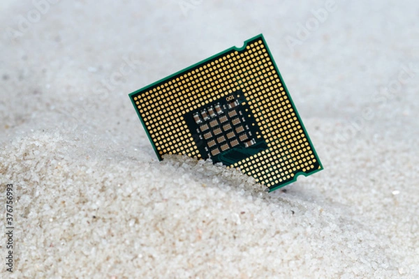 Fototapeta CPU unit processor on silica sand