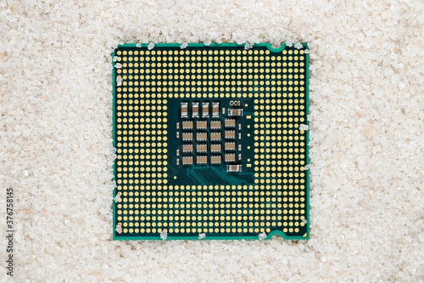 Fototapeta CPU unit processor on silica sand