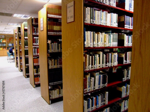 Fototapeta Books and shelf in the centre library