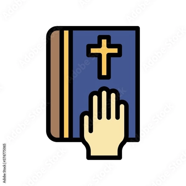 Fototapeta administrative related christian cross sign on book with hand vector with editable stroke,