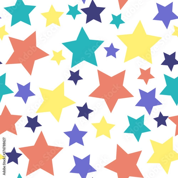 Fototapeta Colorful stars isolated vector seamless pattern
