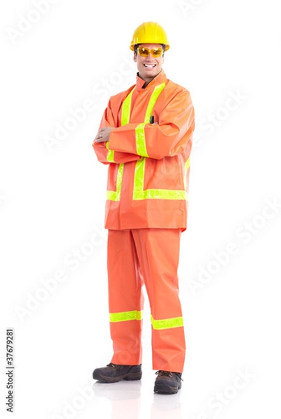 Fototapeta Handsome smiling contractor.