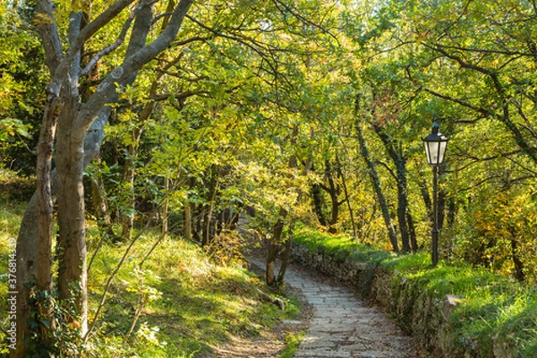 Fototapeta サンマリノ　サンマリノ市の歴史地区のティターノ山の城壁内の散歩道