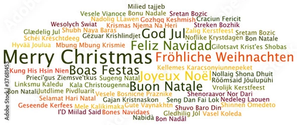 Fototapeta Tag Cloud Fröhliche Weihnachten in 56 Sprachen