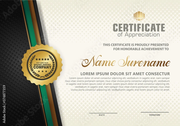 Obraz Modern certificate template with lines style effect on texture pattern background,