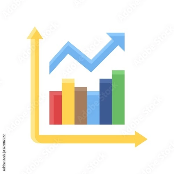 Fototapeta administrative related graph level with arrow low or high graph explain vector in flat design,