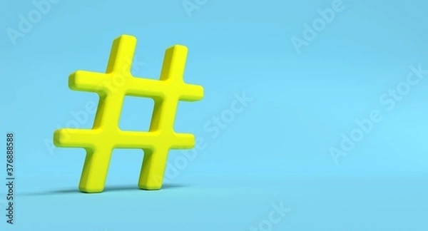 Fototapeta Hashtag symbol on background. Social media network concept illustration. 3D rendering.
