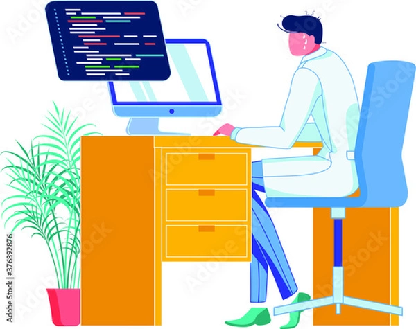 Obraz guy is doing some programming work. 