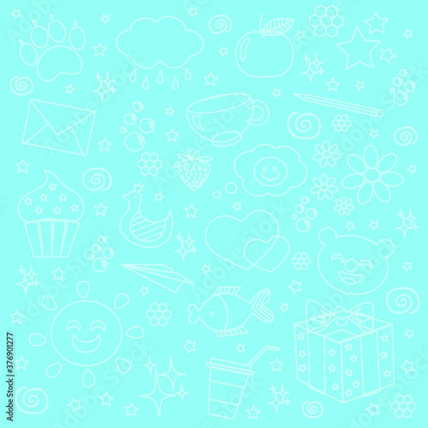 Obraz seamless pattern with random doodle icons 