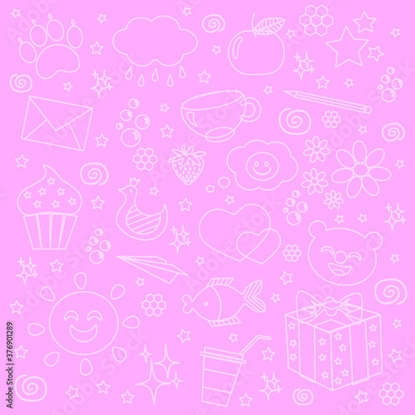 Obraz seamless pattern with random doodle icons 
