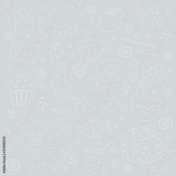 Obraz seamless pattern with random doodle icons 