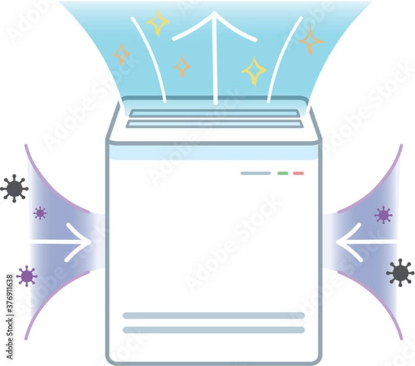 Obraz きれいな空気が出ている空気清浄機（プラズマクラスター）のイラスト