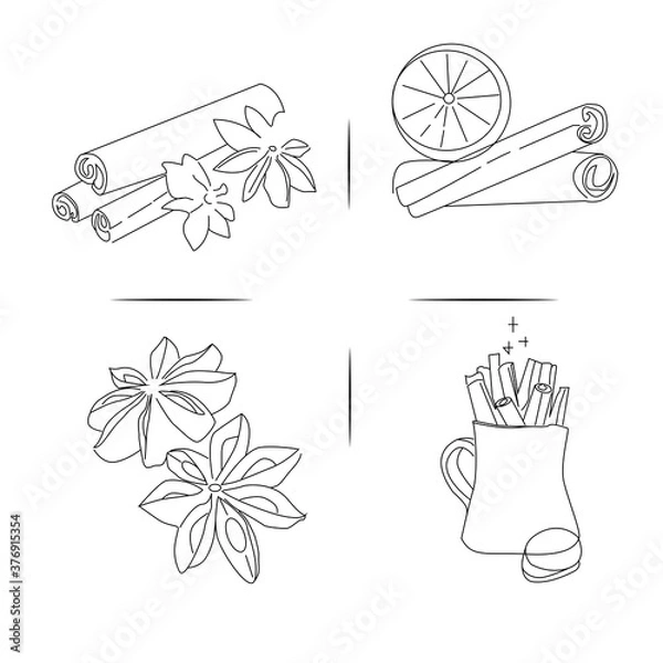 Obraz Fragrant cinnamon drawn with lines perfect for creating a cozy atmosphere at your work