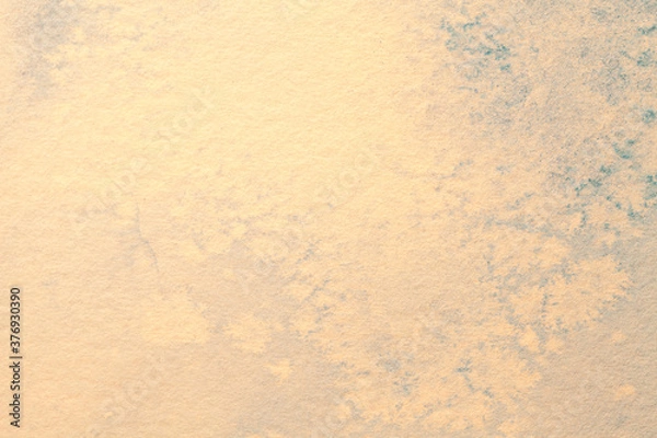 Fototapeta Abstract art background beige and blue colors. Watercolor painting on canvas with soft cream gradient.