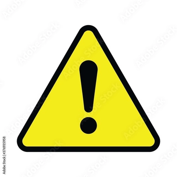 Fototapeta Caution warning sign sticker. Yellow color danger sign, warning sign, attention sign. Editable vector stroke