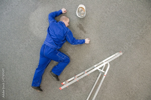 Fototapeta worker fell from a ladder