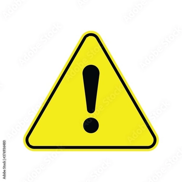 Fototapeta Caution Warning Sign Sticker. Yellow color danger sign, warning sign, attention sign. Editable vector stroke
