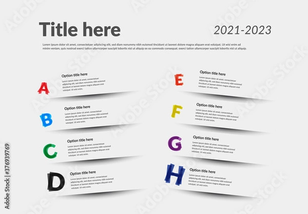 Fototapeta paper protruding from the background infographic, colored graphic design elements