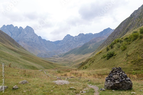 Obraz Trekking Caucasus - Chaukhi pass in the North of Georgia