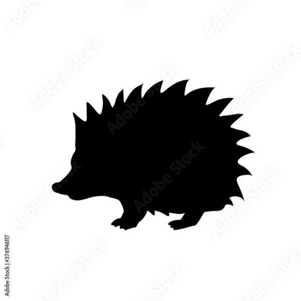 Fototapeta Hedgehog silhouette. Vector icon of forest animal.