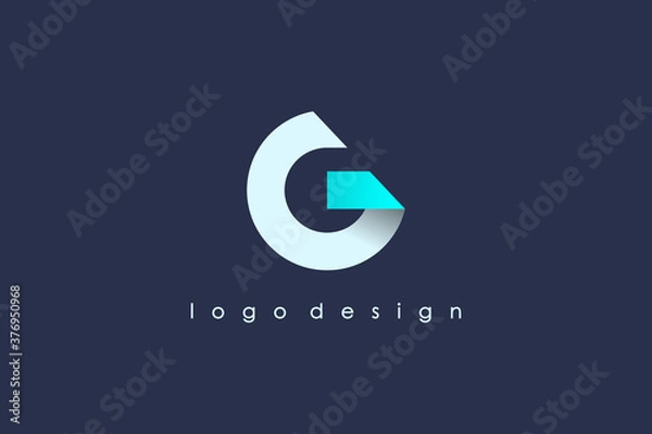 Fototapeta Initial Letter G Logo. White and Blue Circle Shape Origami Style isolated on Blue Background. Usable for Business and Branding Logos. Flat Vector Logo Design Template Element.