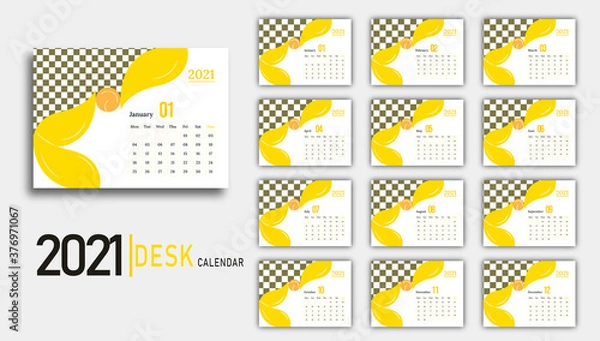 Obraz Desk calendar 2021 Premium Vector, Desk calendar for 2021