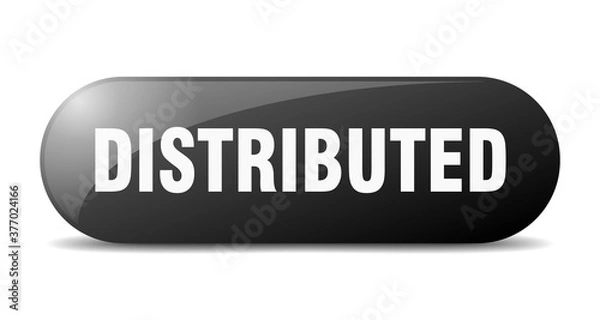 Fototapeta distributed button. sticker. banner. rounded glass sign