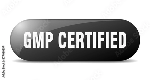 Fototapeta gmp certified button. sticker. banner. rounded glass sign