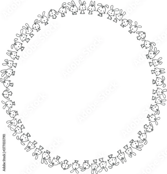 Fototapeta vector cartoon rabbits set background