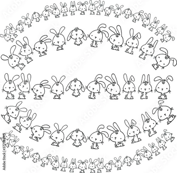 Fototapeta vector cartoon rabbits set background