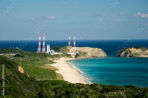 Obraz 鹿児島県　種子島の種子島宇宙センターのロケットの丘展望所からの眺め