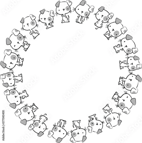 Fototapeta vector cartoon dogs set background