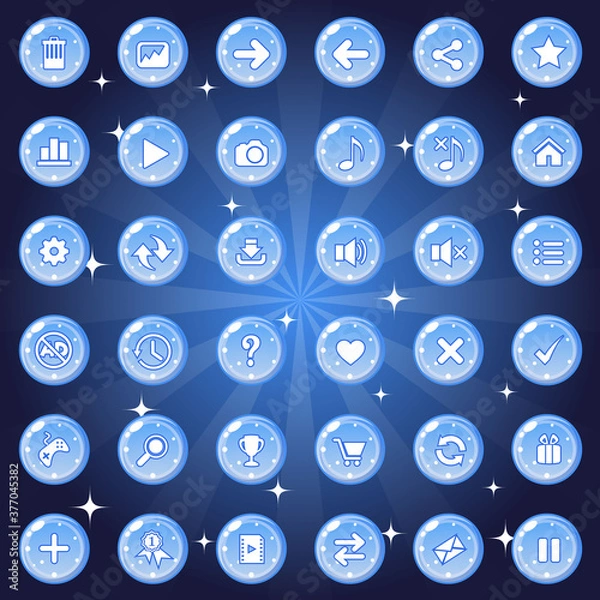 Obraz Buttons and icon set design for game or web. Premium Vector illustration.