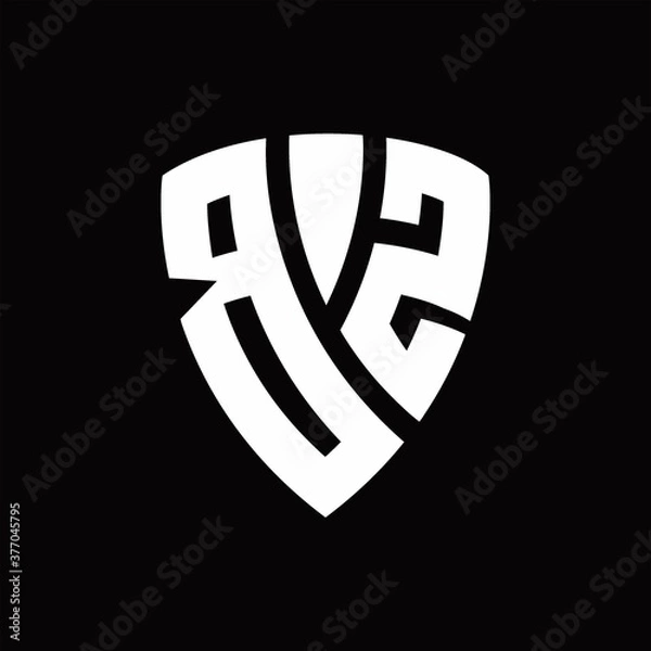 Fototapeta BZ Logo monogram with shield elements shape design template