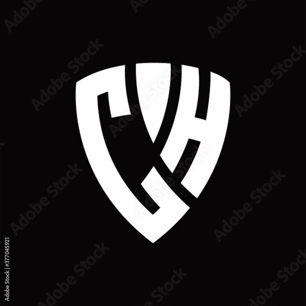 Fototapeta CH Logo monogram with shield elements shape design template