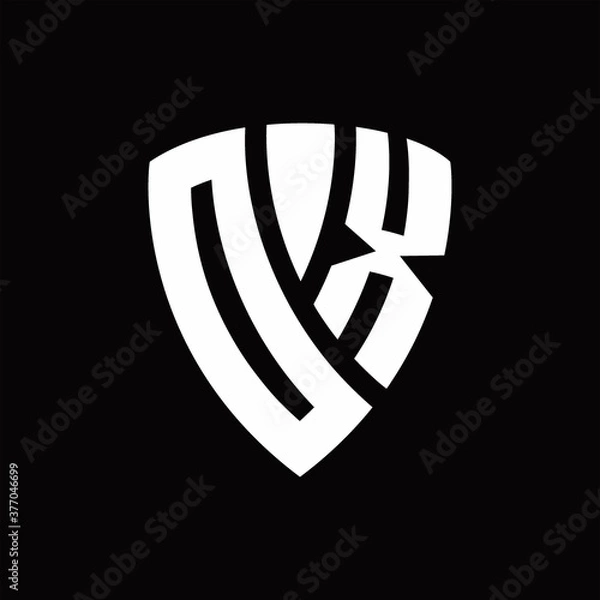 Fototapeta DX Logo monogram with shield elements shape design template