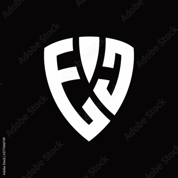 Fototapeta EC Logo monogram with shield elements shape design template