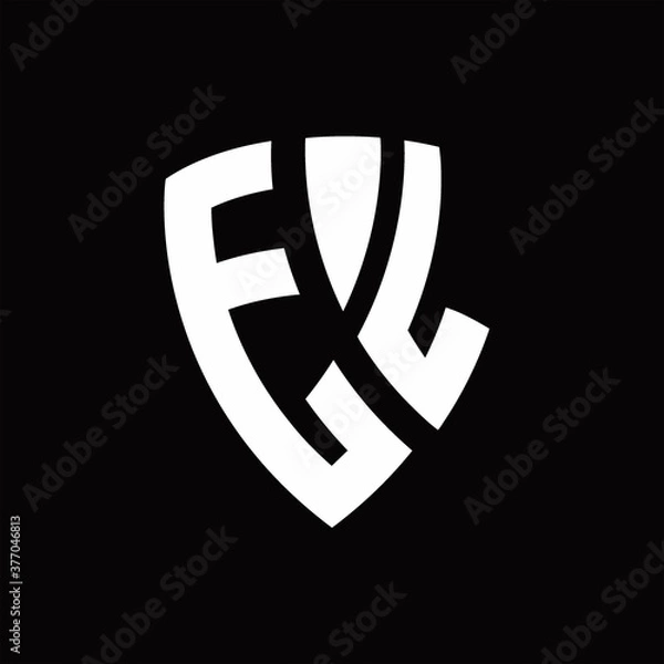 Fototapeta EL Logo monogram with shield elements shape design template