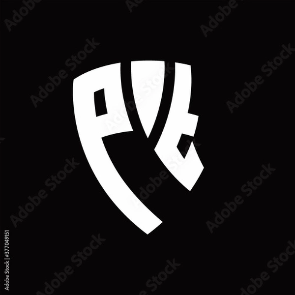 Fototapeta PT Logo monogram with shield elements shape design template
