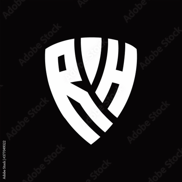 Fototapeta RH Logo monogram with shield elements shape design template