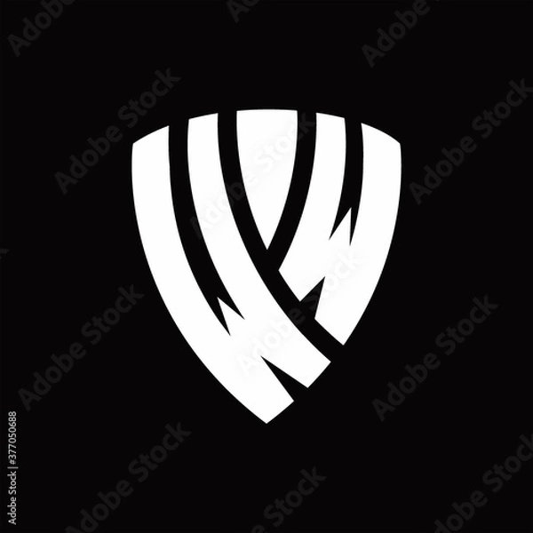 Fototapeta WW Logo monogram with shield elements shape design template