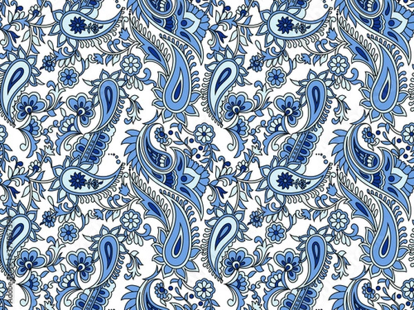 Obraz traditional Indian paisley pattern  on white background