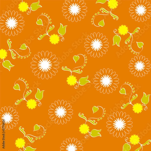 Fototapeta Flowers and leaves pattern