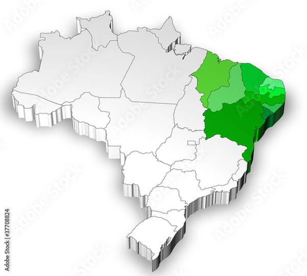 Obraz Three dimensional map of Brazil with north region