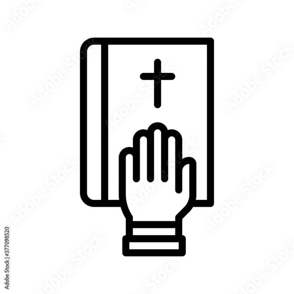 Fototapeta election related christian cross sign on book with hand vector in lineal style,