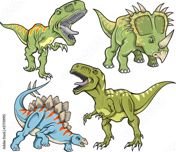 Obraz Zestaw ilustracji wektorów dinozaurów