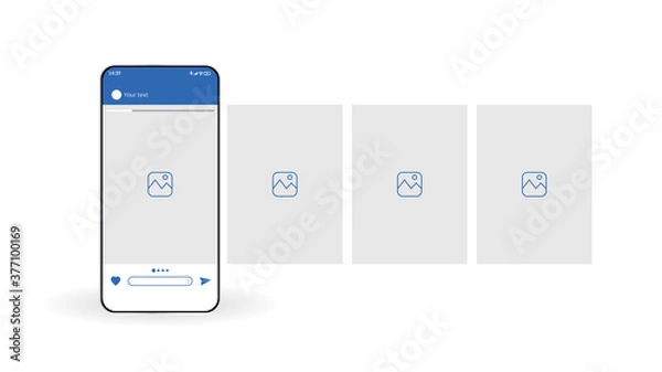 Obraz Interface carousel post on social network. User interface on display smartphone. Vector