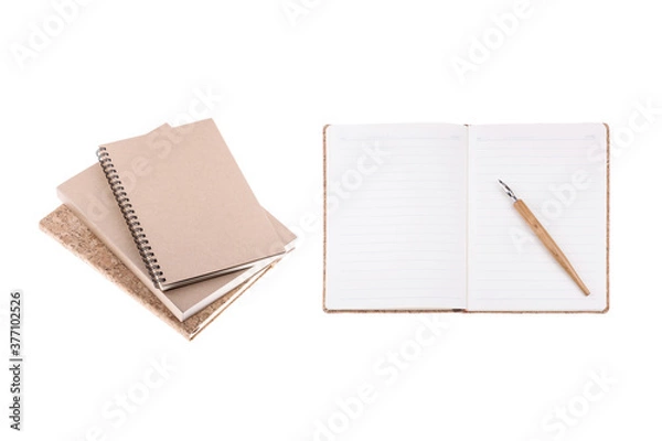 Fototapeta Vintage diary book collection set on white background, for writing,reading and education concept